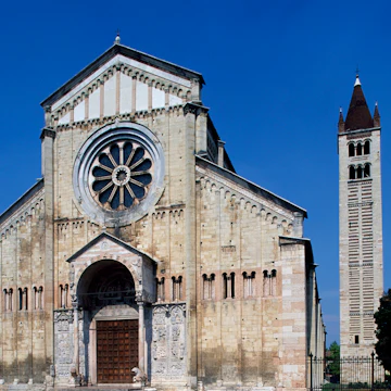Romanesque Basilica of St. Zeno (or San Zeno Maggiore and San Zenone) and bell tower (11th century), Verona (UNESCO World Heritage List, 2000), Veneto, Italy