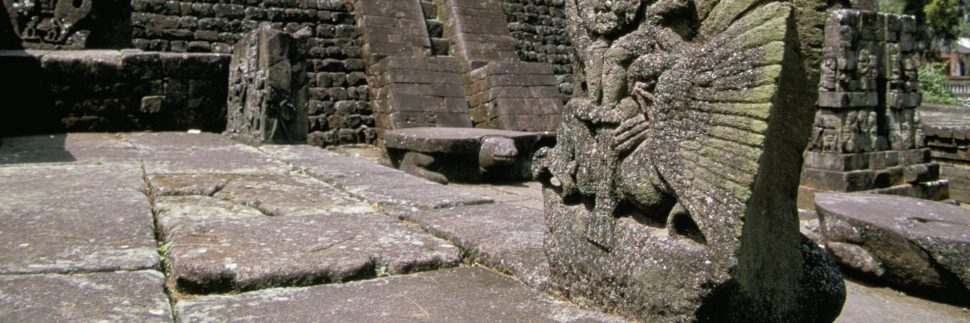 Garuda in front of the 15th century temple of Candi Sukuh, on slopes of Gunung Lawu, east of Solo, thought to be linked to fertiflity cult, island of Java, Indonesia, Southeast Asia, Asia