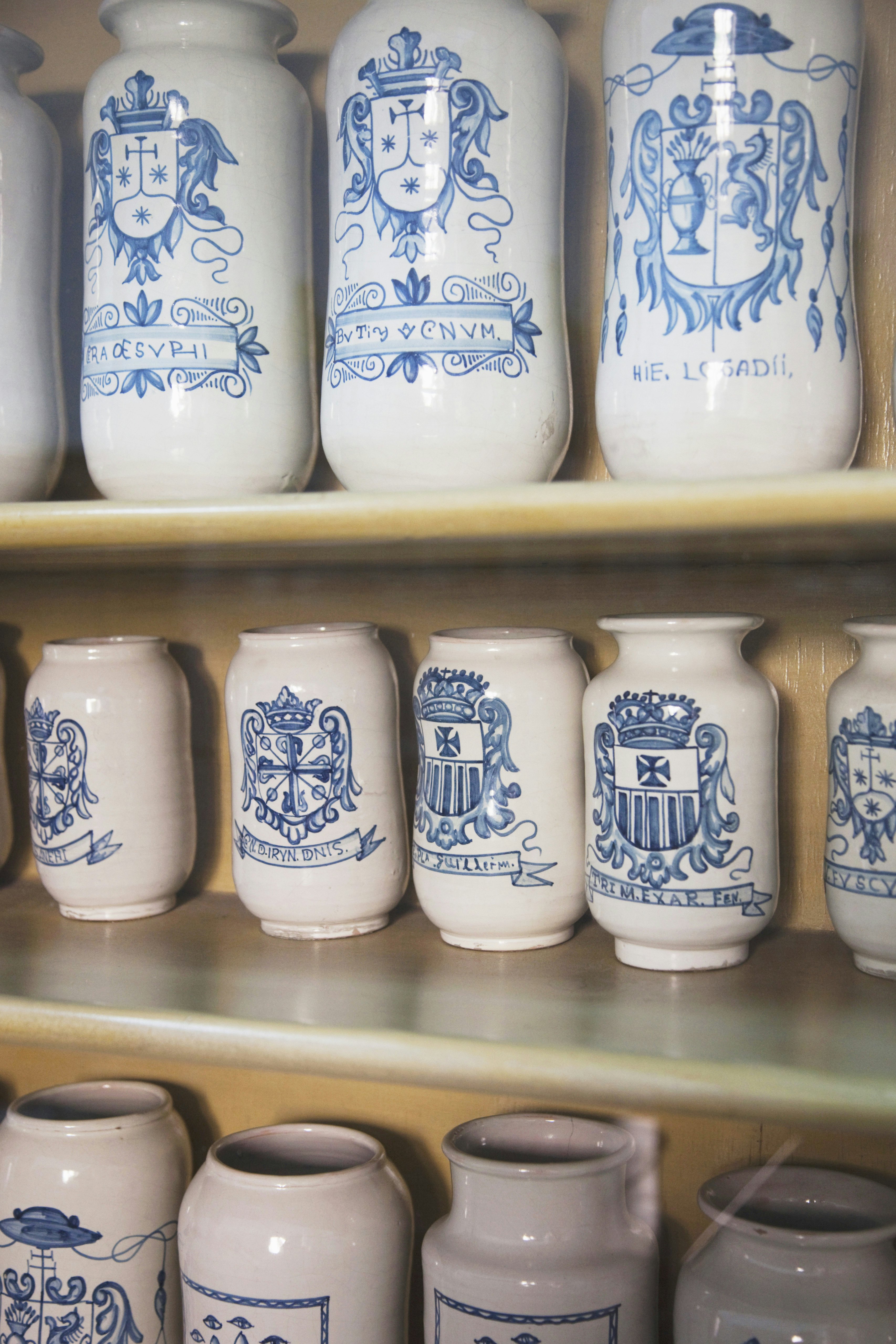 Containers for ingredients in colonial drugstore, Museo de las Casas Reales, Santo Domingo, Zona Colonial, Dominican Republic
