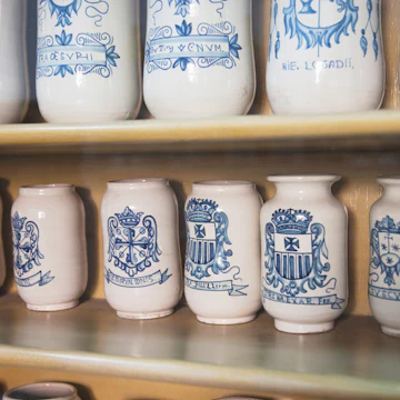 Containers for ingredients in colonial drugstore, Museo de las Casas Reales, Santo Domingo, Zona Colonial, Dominican Republic