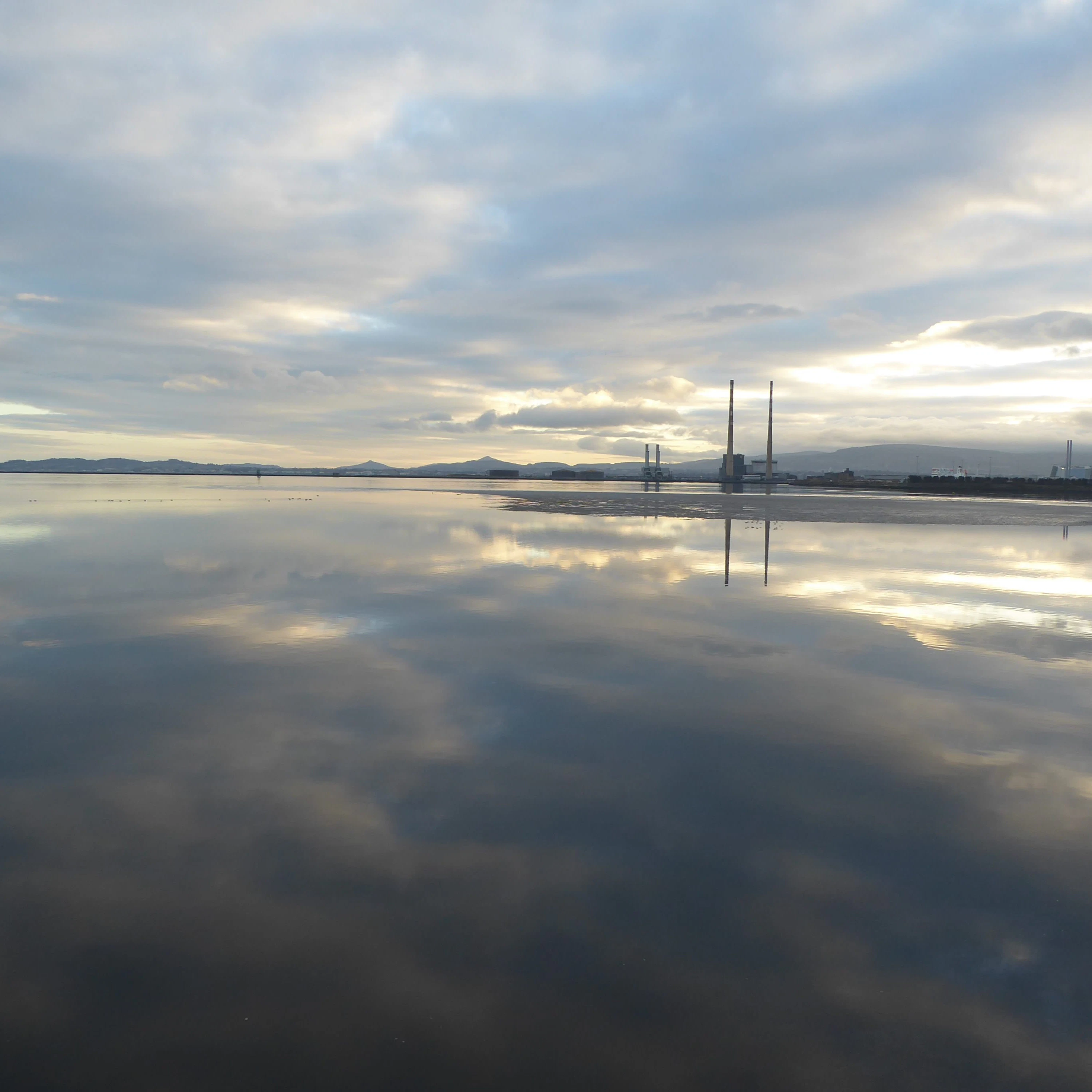 Poolbeg Chimneys visible from Dollymount Strand
