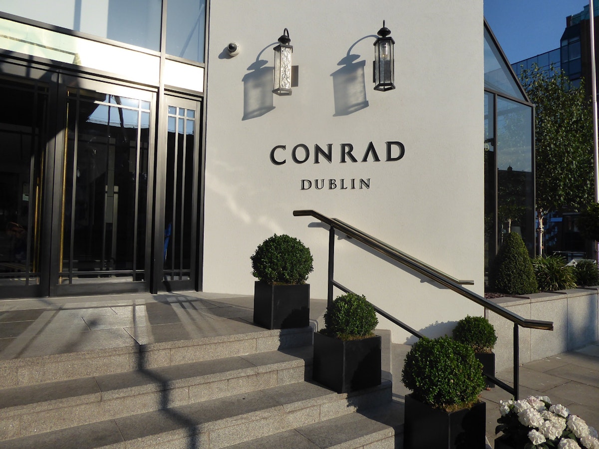 Conrad Dublin hotel entrance.