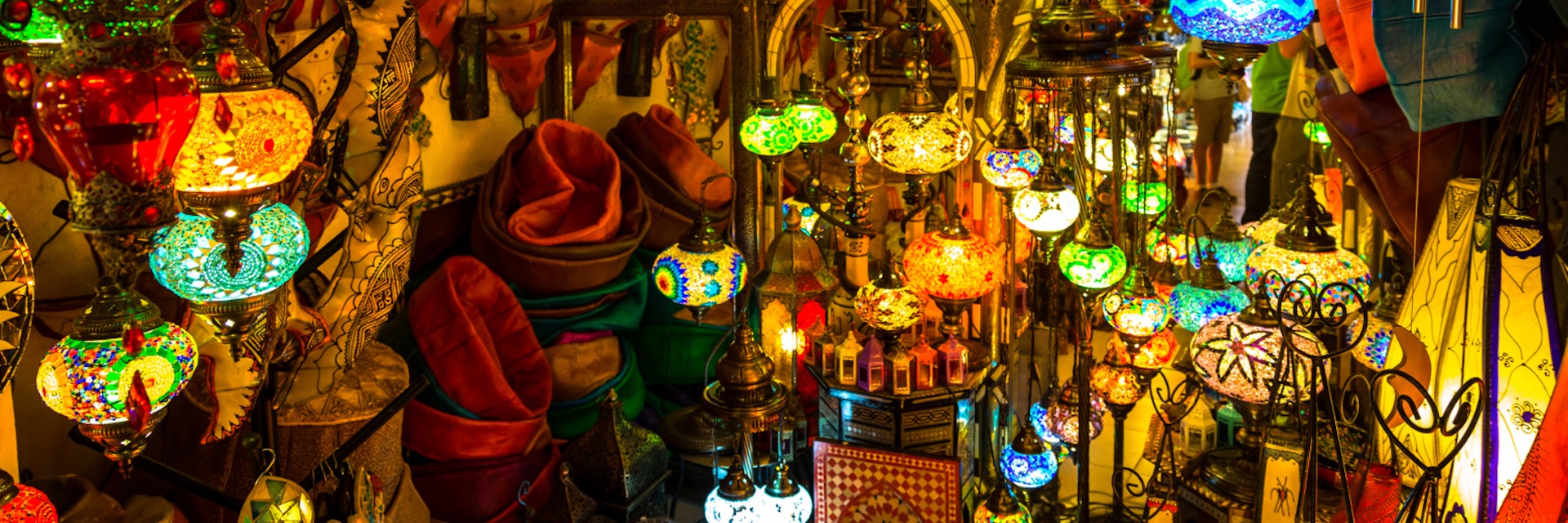 Arabic lamps and lanterns in the Marrakesh,Morocco; Shutterstock ID 339262838; Your name (First / Last): Lauren Keith; GL account no.: 65050; Netsuite department name: Online Editorial; Full Product or Project name including edition: Responsible travel Marrakesh article