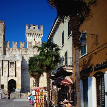 Castello Scaligero, also known as Rocca Scaligero, built as a stronghold on the lake, during the day - Sirmione, Lago di Garda, The Lake District, Lombardia