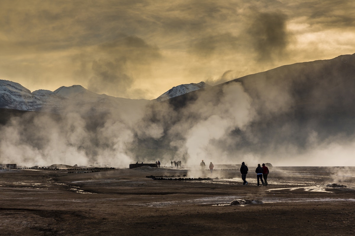 Steam rising from geysers, El Tatio geyser field