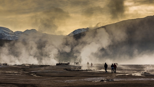Steam rising from geysers, El Tatio geyser field