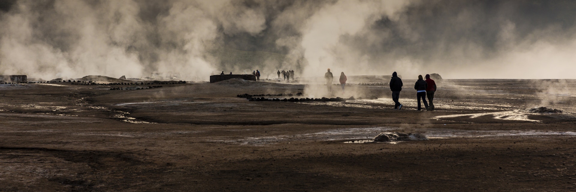 Steam rising from geysers, El Tatio geyser field