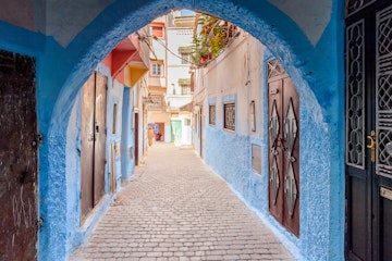 MOULAY IDRISS, MOROCCO - SEP 10, 2015: Architecture of Moulay Idriss, the holy town in Morocco, named after Moulay Idriss I arrived in 789 bringing the religion of Islam; Shutterstock ID 421128298; Your name (First / Last): Lauren Keith; GL account no.: 65050; Netsuite department name: Online Editorial; Full Product or Project name including edition: Destination page image update