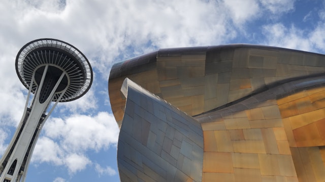 The Space Needle and the Experience Music Project, Seattle, Washington.