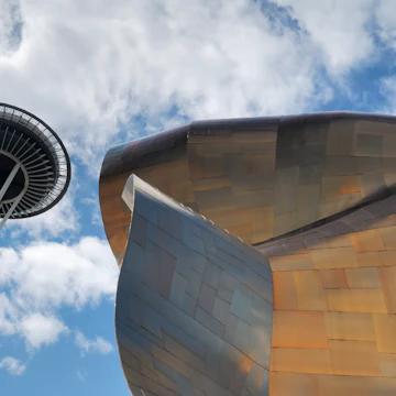 The Space Needle and the Experience Music Project, Seattle, Washington.