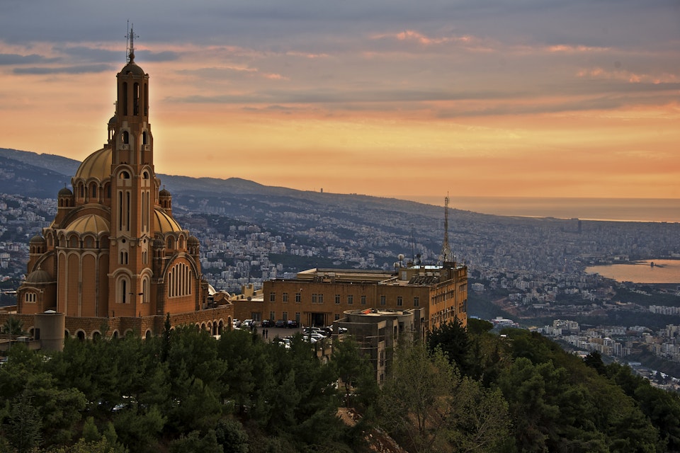 View of Beirut and it has been taken from Harissa at sunset.