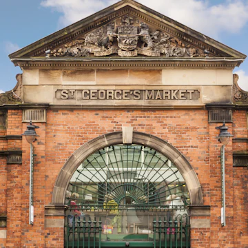 Belfast, Antrim, Northern Ireland - February 19, 2016: St George's Market, award-winning indoor Victorian market in Belfast open Friday to Sunday.