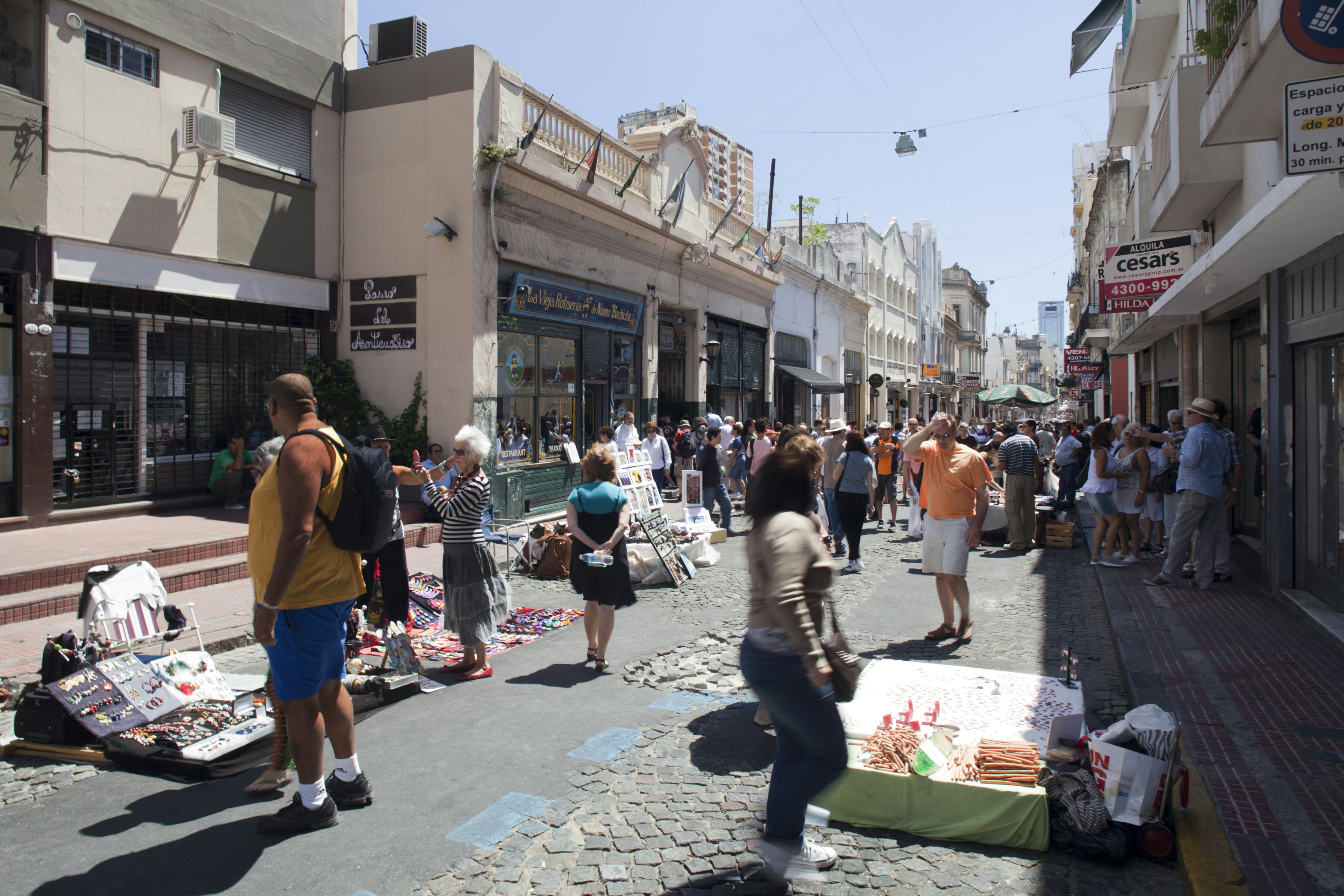 Street art vendors in San Telmo, Buenos Aires