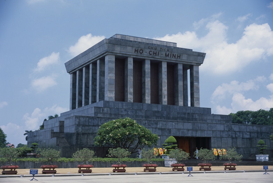 Vietnam, Hanoi, Ba Dinh Square, Ho Chi Minh Mausoleum, exterior of monumental building on dais