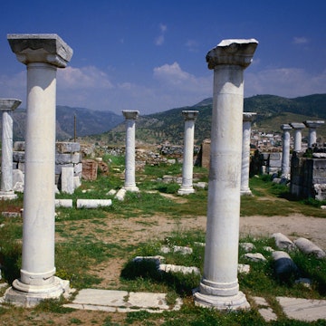 The Temple of St John in the Roman ruins of ancient Ephesus, the city was a great trading and religious city and a centre for the cult of Cybele, the Anatolian fertility goddess