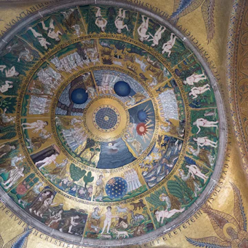 Museo di San Marco, golden mosaics adorn the entrance in the vestibule