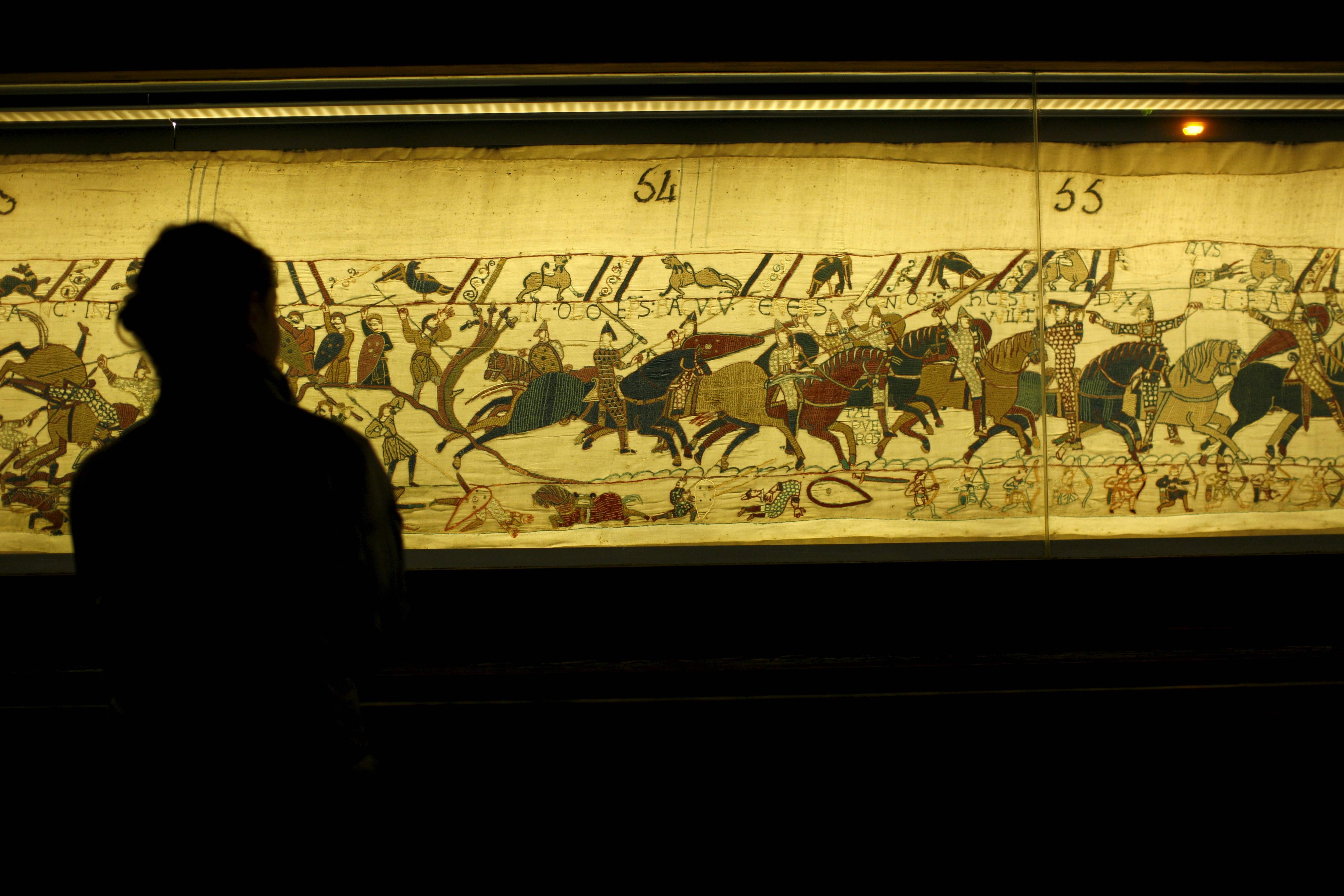 Bayeux Tapestry known in France as La Tapisserie de la Reine Mathilde (Tapestry of Queen Mathilda), Bayeux, Normandy, France, Europe