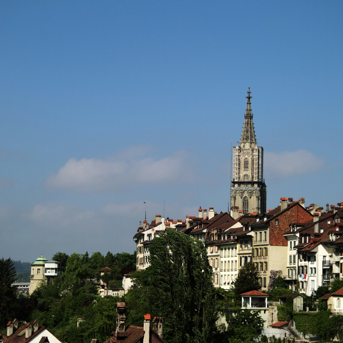 Bern Old Town with Gothic Munster (Cathedral) in background.