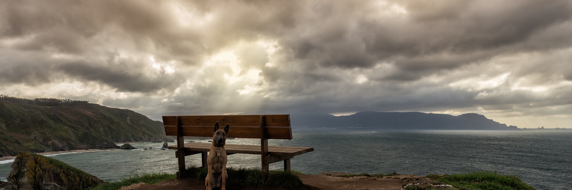 Bench on the cliffs. Loiba, Galicia, Spain.