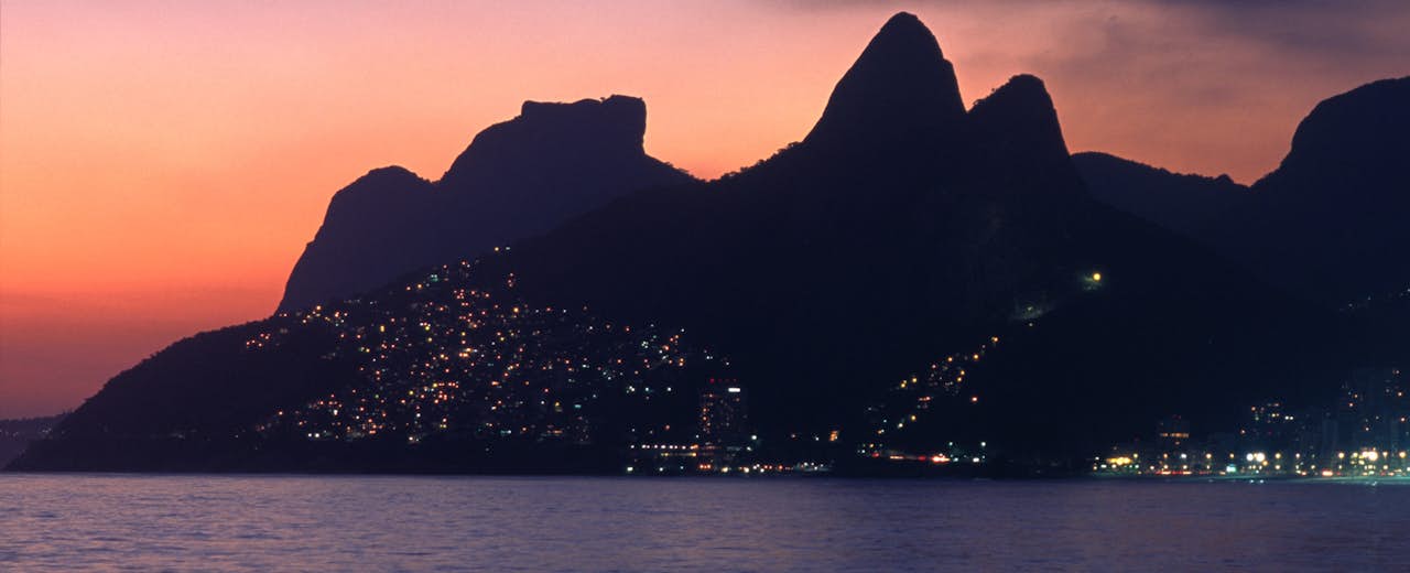 Ipanema and Leblon beaches at sunset.