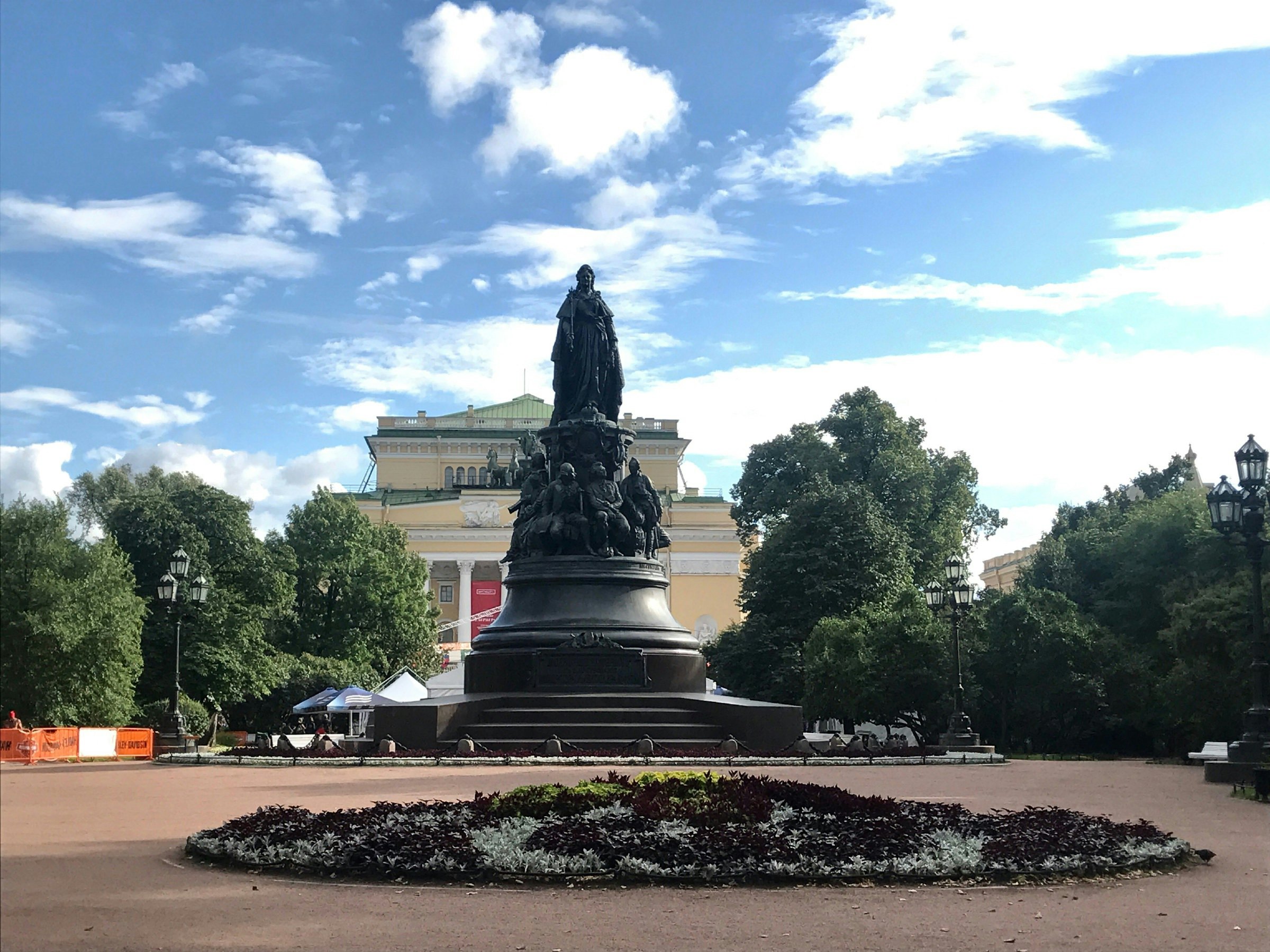 The Statue of Catherine the Great on Ostrovsky Square in St Petersburg.
