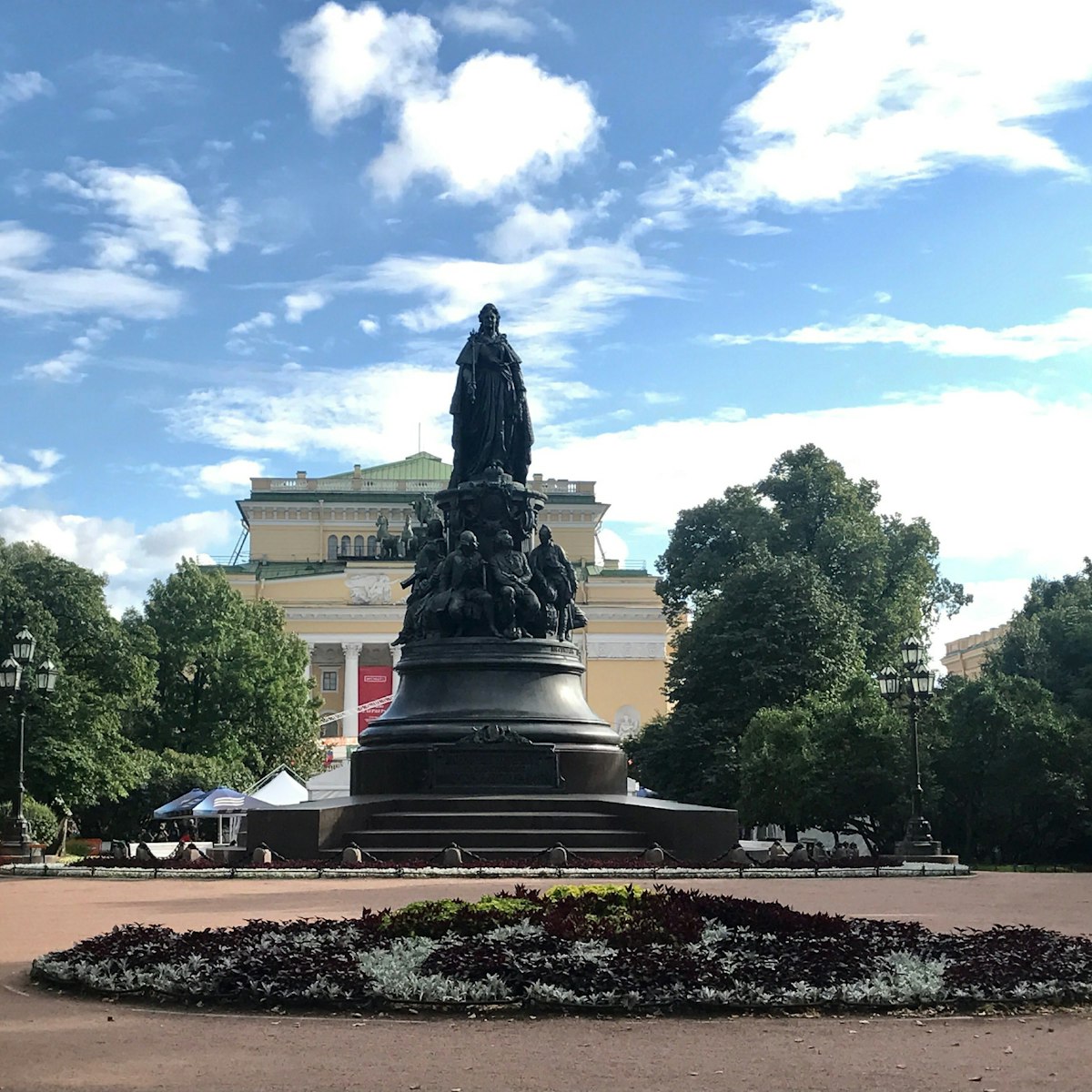The Statue of Catherine the Great on Ostrovsky Square in St Petersburg.