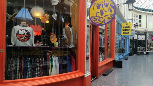 Outside the shop, which sits in one of the arcades, Hobo's