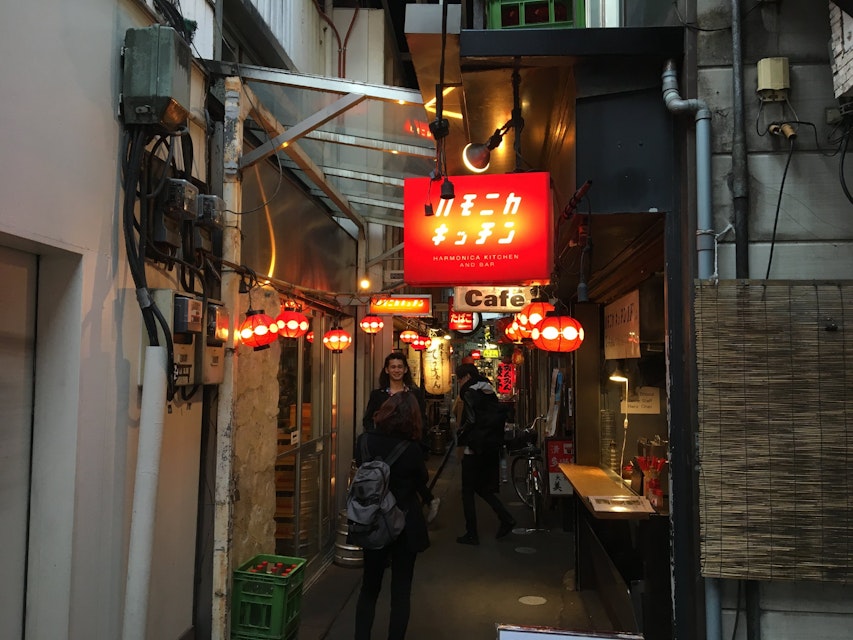 View of one of the alleys inside Harmonica-yokocho, West Tokyo.
