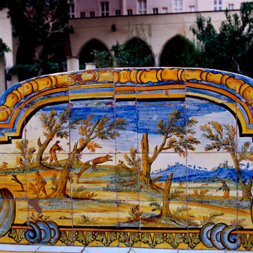 Tiled cloister of Basilica di Santa Chiara.
