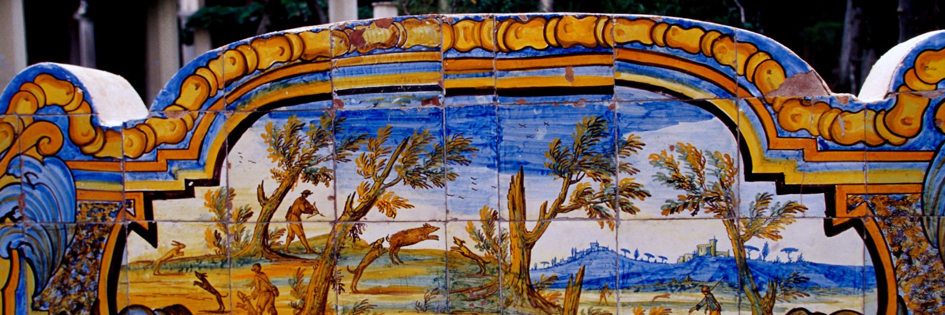 Tiled cloister of Basilica di Santa Chiara.