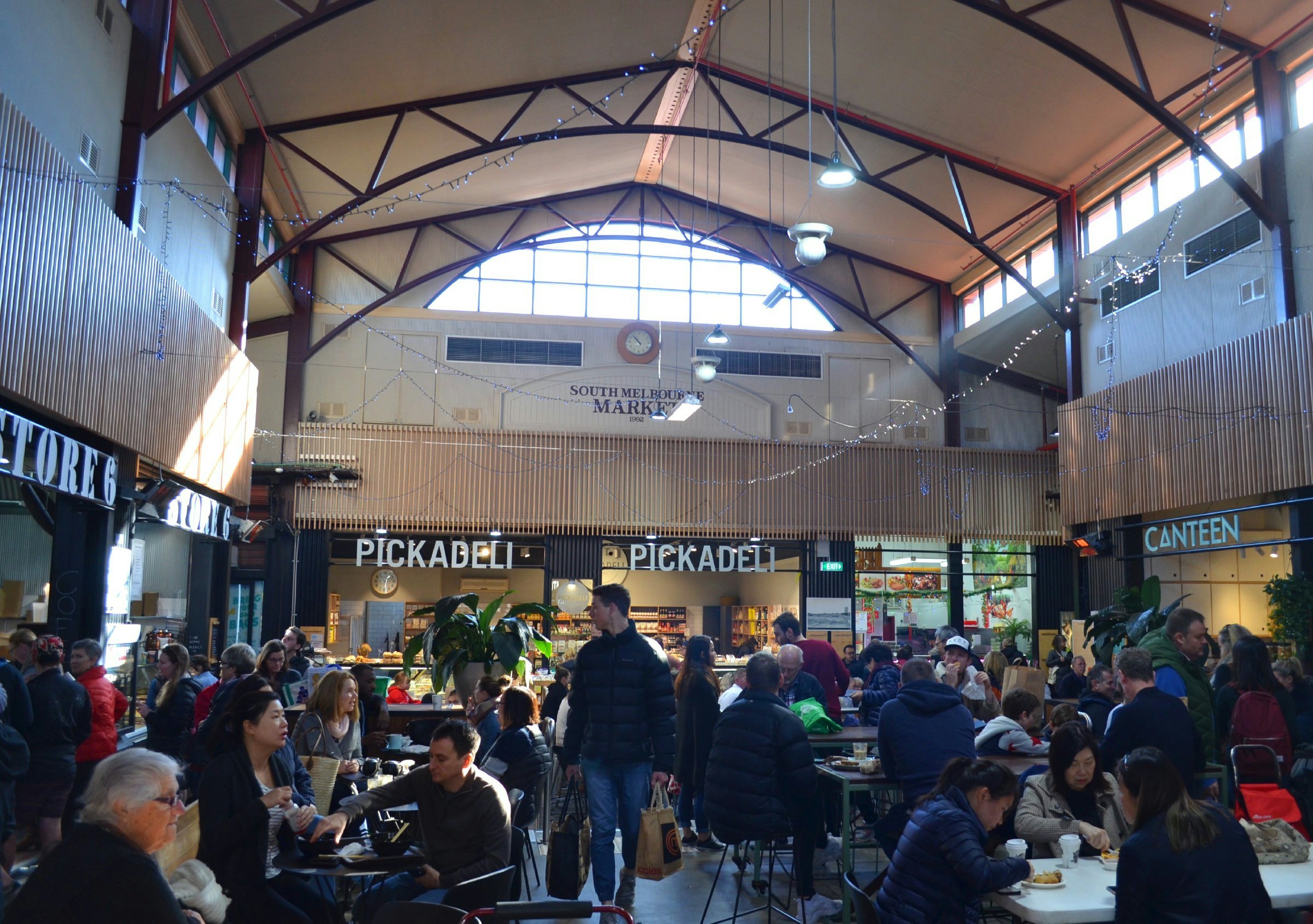 Food hall inside the South Melbourne Market.