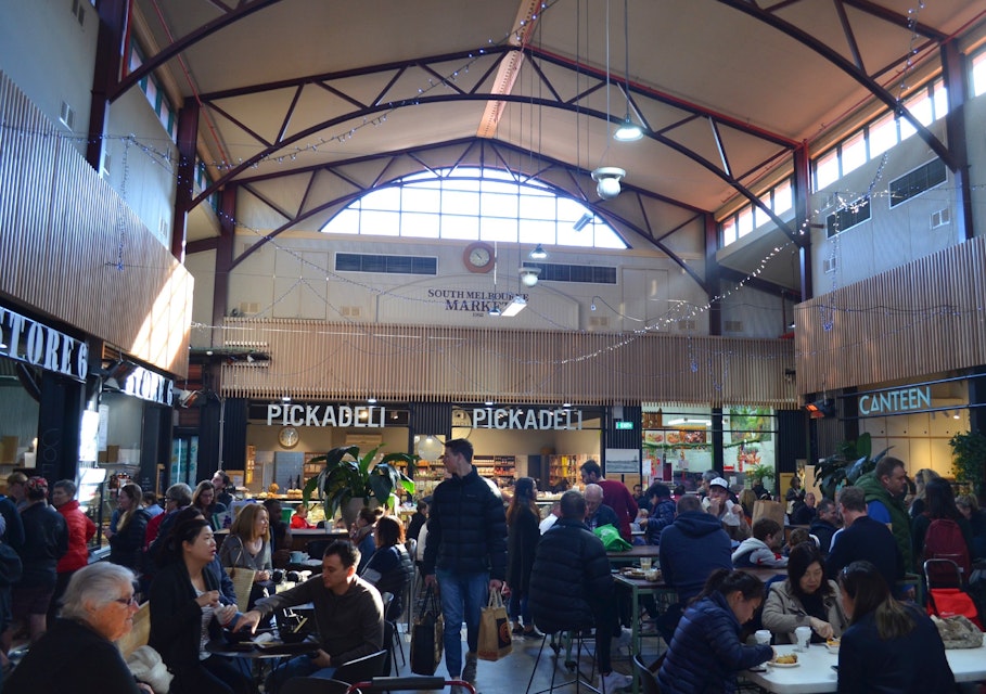 Food hall inside the South Melbourne Market.