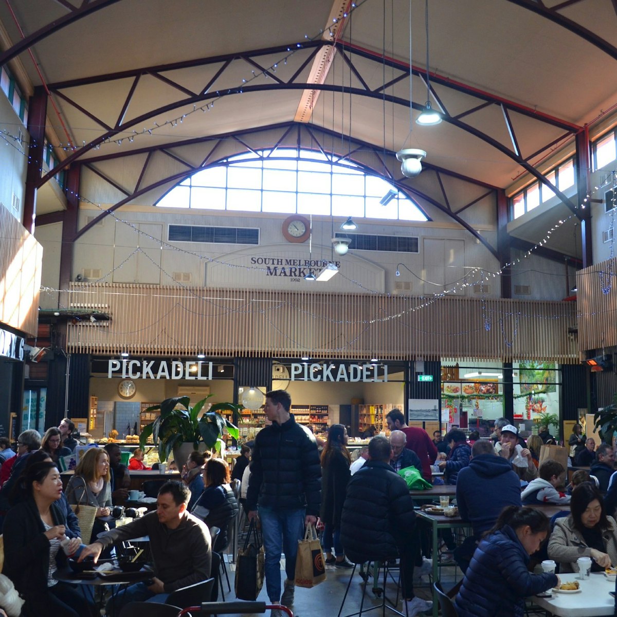 Food hall inside the South Melbourne Market.
