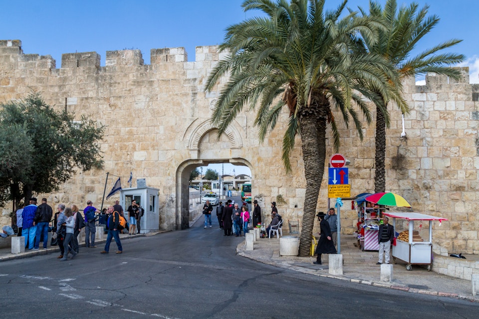 JERUSALEM, ISRAEL - DECEMBER 8: The Dung Gate, entrance to the Old City near the Western Wall on the Temple Mount in Jerusalem, Israel on December 8, 2016; Shutterstock ID 575368675; Your name (First / Last): Lauren Keith; GL account no.: 65050; Netsuite department name: Online Editorial; Full Product or Project name including edition: Israel Update 2017