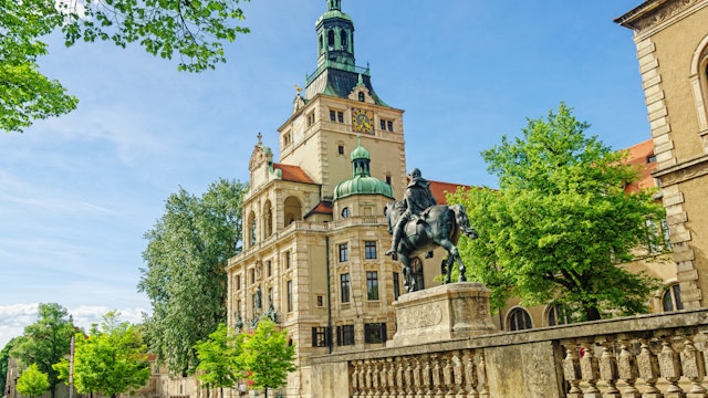 Streetview on Luitpold Prinzregent Statue and Bavarian National Museum Munich