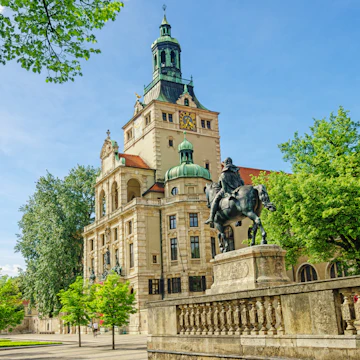 Streetview on Luitpold Prinzregent Statue and Bavarian National Museum Munich