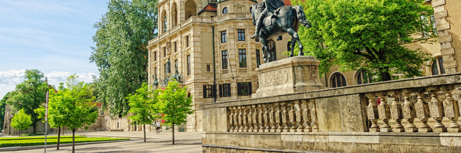 Streetview on Luitpold Prinzregent Statue and Bavarian National Museum Munich