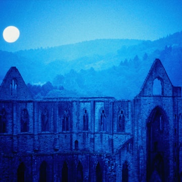 Tintern Abbey in moon light.