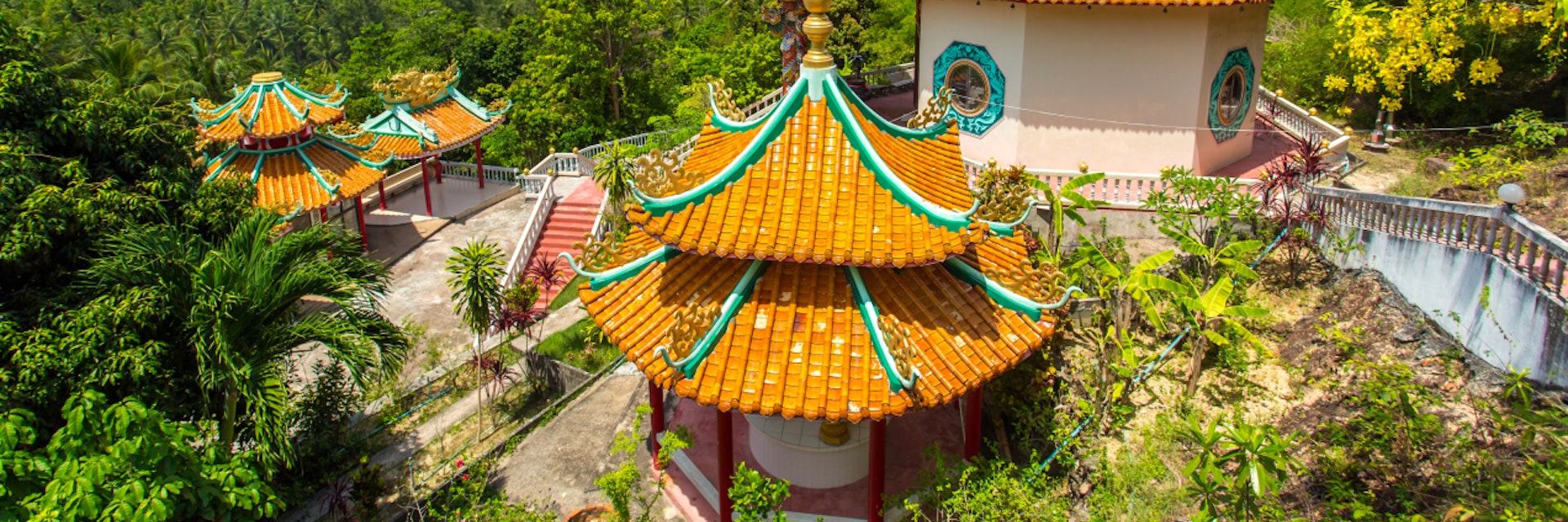 Kuan yin, chinese temple overlooking Chaloklum Bay at Koh Phangan, Thailand; Shutterstock ID 197205806; Your name (First / Last): Josh Vogel; GL account no.: 56530; Netsuite department name: Online Design; Full Product or Project name including edition: Digital Content/Sights