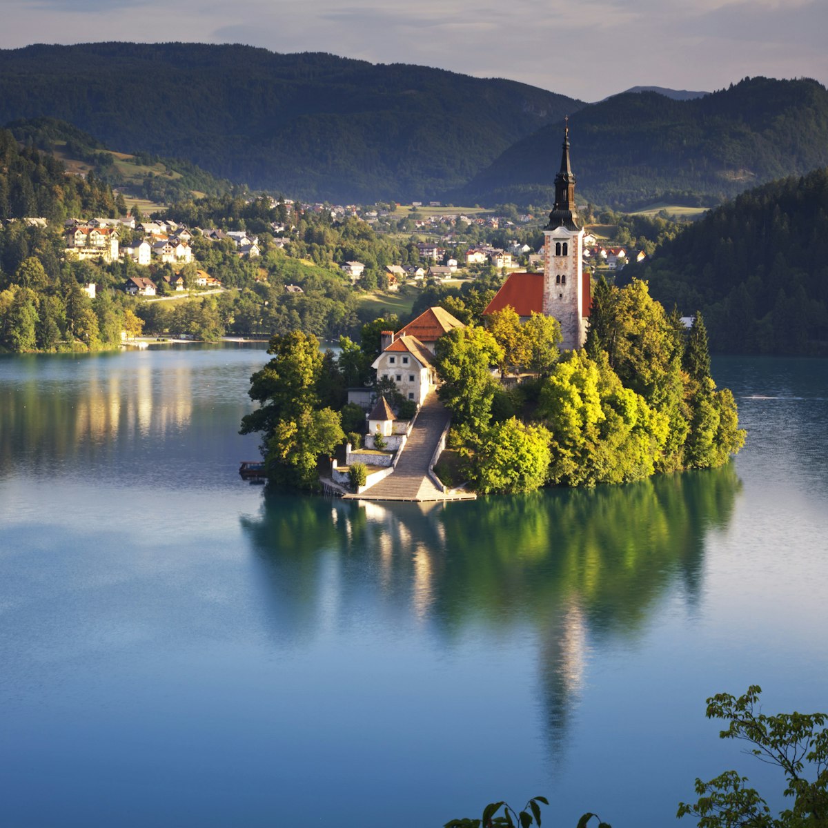 Slovenia, Julian Alps, Upper Carniola, Lake Bled, Church and island on Lake Bled