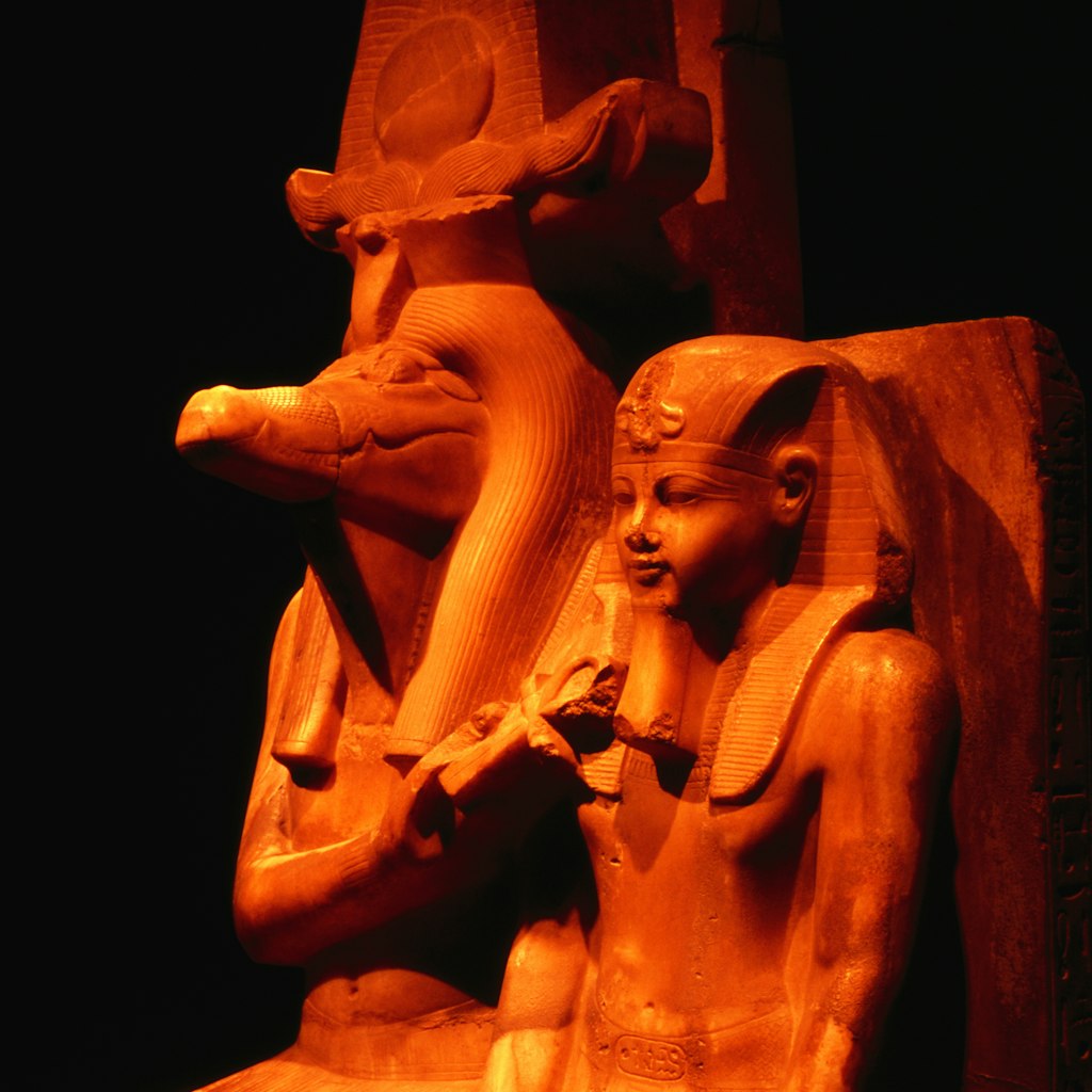 Amenhoteb III and god Sobek at Luxor Museum.