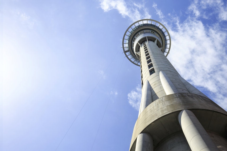 Skytower, the famous landmark of Auckland, New Zealand