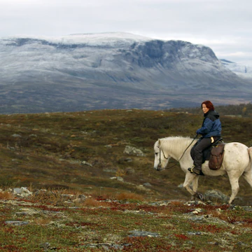 Sami woman rider on a horse in the nature, Sweden.; Shutterstock ID 112839769; Your name (First / Last): Josh/Vogel; GL account no.: 56530; Netsuite department name: Online-Design; Full Product or Project name including edition: 65050/Online Design/JoshVogel/IYLs