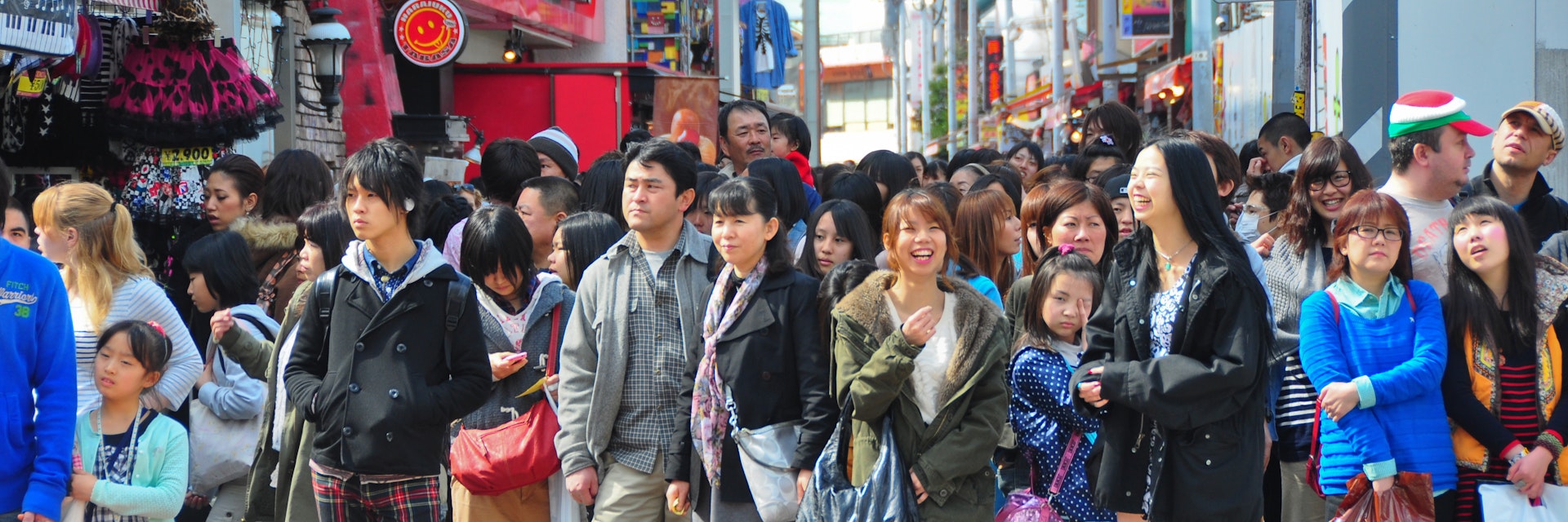 TOKYO - APRIL 1 2012: People, mostly youngsters, walk through Takeshita Dori near Harajuku train station on Sunday April 1 2012. Takeshita Dori is considered a birthplace of Japan's fashion trends.; Shutterstock ID 113994796; Your name (First / Last): Josh Vogel; Project no. or GL code: 56530; Network activity no. or Cost Centre: Online-Design; Product or Project: 65050/7529/Josh Vogel/LP.com Destination Galleries