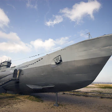Submarine from World War 2 - It is located on the beach near Kiel in Germany â Type VII U-Boat âU-995â; Shutterstock ID 11730046; Your name (First / Last): Josh Vogel; Project no. or GL code: 56530; Network activity no. or Cost Centre: Online-Design; Product or Project: 65050/7529/Josh Vogel/LP.com Destination Galleries