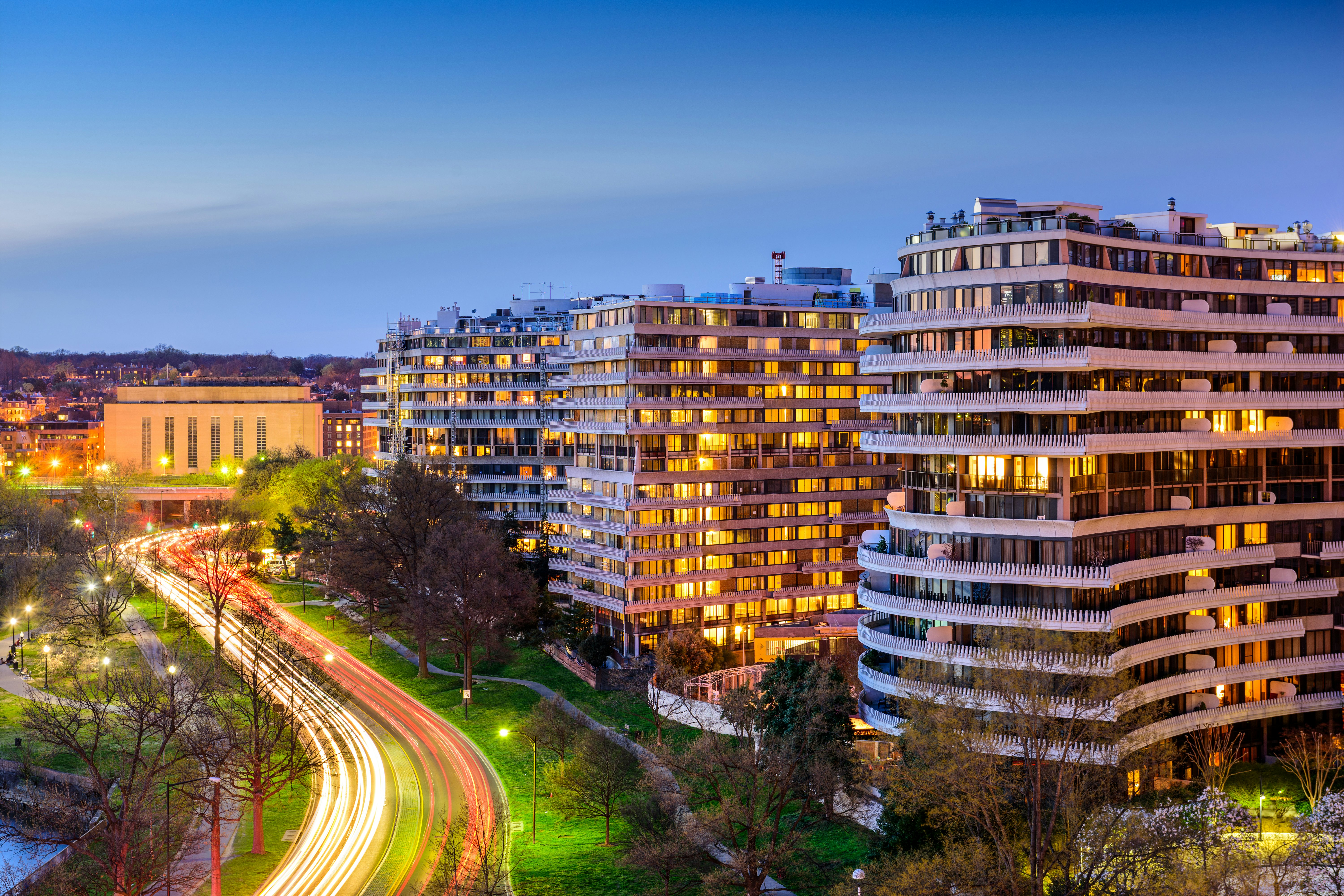 WASHINGTON, D.C. - APRIL 11, 2015: The Watergate Complex in Foggy Bottom. The complex became well known in the wake of the Watergate Scandal which led to President Richard Nixon's resignation in 1974.; Shutterstock ID 269467838; Your name (First / Last): Josh Vogel; Project no. or GL code: 56530; Network activity no. or Cost Centre: Online-Design; Product or Project: 65050/7529/Josh Vogel/LP.com Destination Galleries