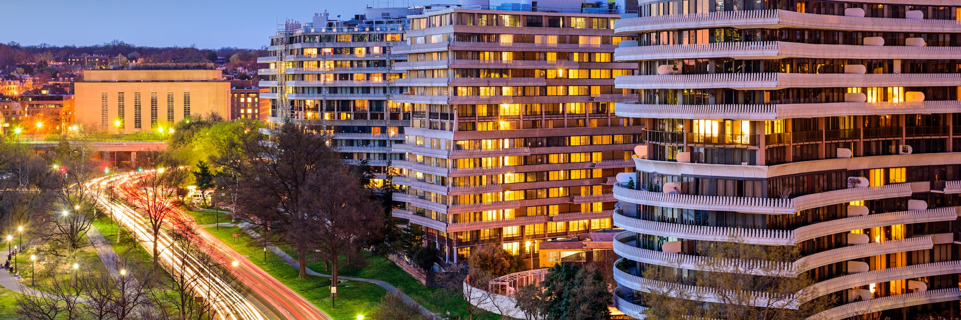 WASHINGTON, D.C. - APRIL 11, 2015: The Watergate Complex in Foggy Bottom. The complex became well known in the wake of the Watergate Scandal which led to President Richard Nixon's resignation in 1974.; Shutterstock ID 269467838; Your name (First / Last): Josh Vogel; Project no. or GL code: 56530; Network activity no. or Cost Centre: Online-Design; Product or Project: 65050/7529/Josh Vogel/LP.com Destination Galleries