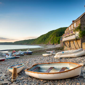 Boats in the harbour at Clovelly an historic fishing village on the Devon Heritage Coast; Shutterstock ID 285301700; Your name (First / Last): Josh Vogel; Project no. or GL code: 56530; Network activity no. or Cost Centre: Online-Design; Product or Project: 65050/7529/Josh Vogel/LP.com Destination Galleries