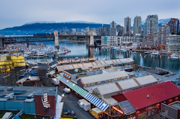 The view of Granville Island from Granville street bridge.