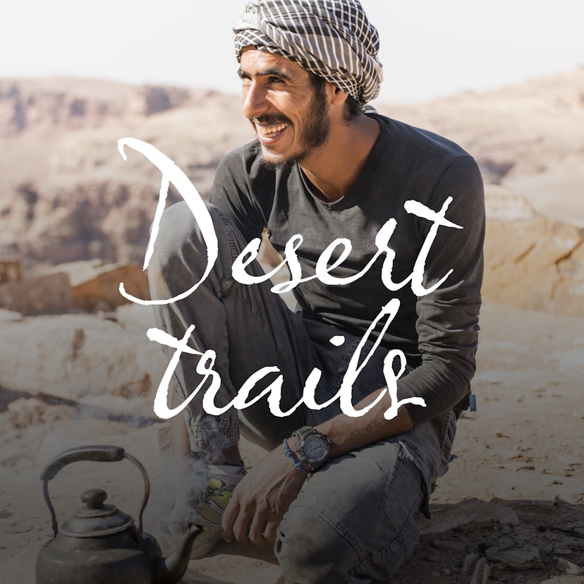 Hiking guide Mohammed Al Homran prepares a pot of tea
